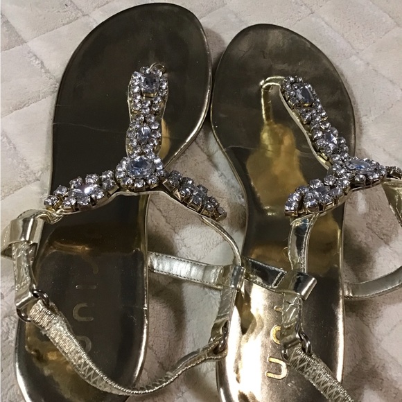 gold sandals for ladies bejeweled size 7M - Picture 4 of 6